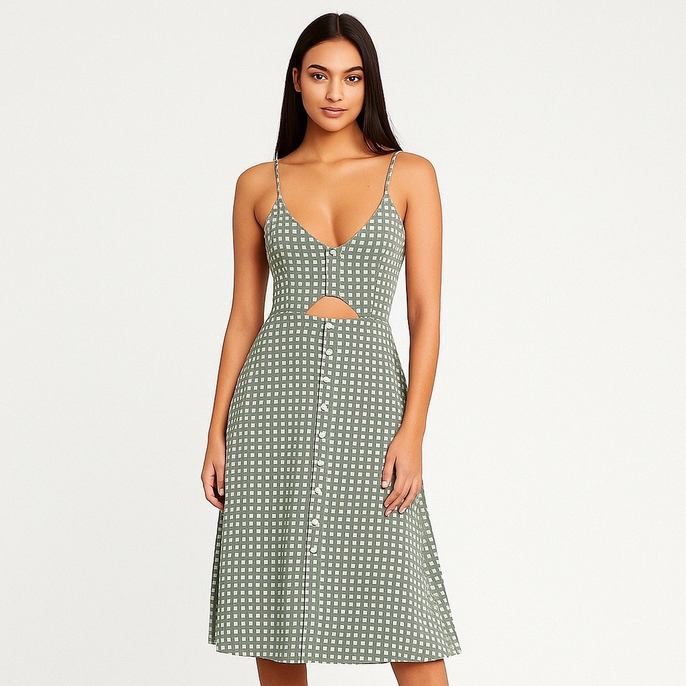 OH MY LOVE Women’s Button-Front Cutout Midi Dress Size M